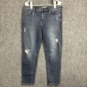 Banana Republic Jeans Womens Size 32  Blue Distressed Ankle Zip